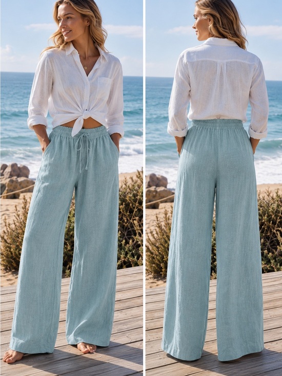 Pants - Flowy Drapey Italian Linen Wide-Leg Pants purchased in Mykonos! 😍POCKETS😍 NWT